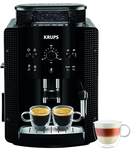 Krups Automatic Espresso Machine YY8125FD Beans Kaffeemühle mit Handdruck (15 Bar, Dampfdüse) schwarz