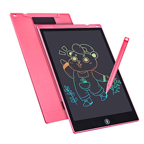 Bunte LCD Schreibtafel 12 Zoll，LCD Writing Tablet Elektronischer Tablette Grafiktablet Digitaler Drawing Pad，Kinderspielzeug FÜR 3-12 Jahre Alte Mädchen (Rosa)