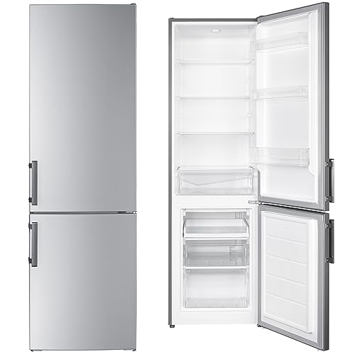 Wolkenstein KGK180E Kühl-Gefrierkombination | 262 L | 180 cm hoch | Inox Design | 71 Liter 4 Sterne Gefrierfach | 40 dB | Wechselbarer Türanschlag