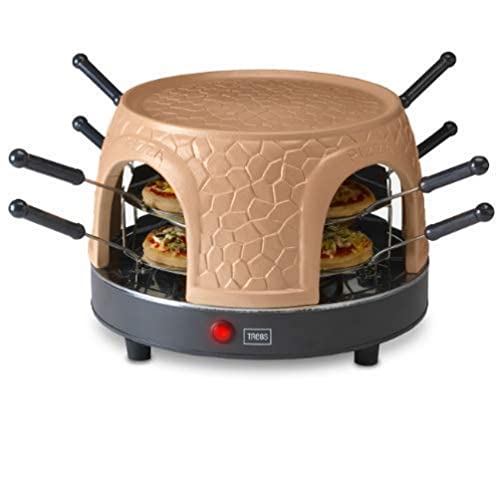 Trebs 99392 Pizzagusto - Pizzaofen mit Terrakottakuppel für 8 Personen - Pizzadom - 1000 Watt - Zubereitung in nur 5 - 7 Minuten - neues effektiveres Kuppel-design