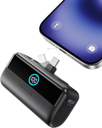 INIU Mini Powerbank mit Schnellladung, 5500mAh Power Bank 22.5W, Integrierter Faltbarer USB-C Konnektor, LED External Battery Pack Powerbank, Kompatibel mit iPhone 16, Samsung S22/23 und mehr