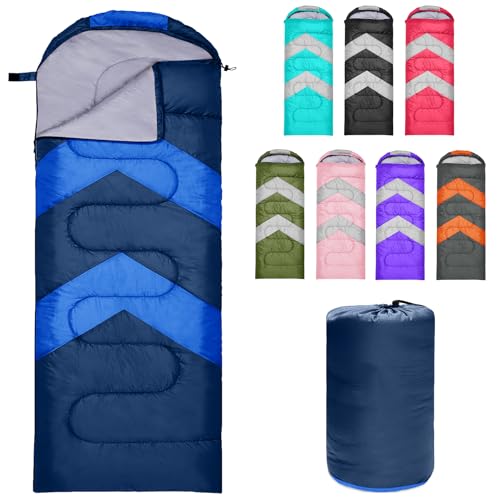 Zusentee Schlafsack 3-4 Jahreszeite für Outdoor Camping Warme Einzelne Erwachsene Wasserdicht Leichter Ultraleicht Schlafsack für Erwachsene Kinder Camping Wandern, Reise, Marineblau