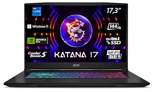 MSI Katana 17 Gaming Notebook, 43,9 cm (17,3 Zoll) FHD, 144 Hz, Intel Core i7-13620H, 2x8GB RAM, 1 TB SSD, RTX 4060 8 GB, Windows 11 Home, QWERTZ Tastatur, Schwarz, B13VFK-269