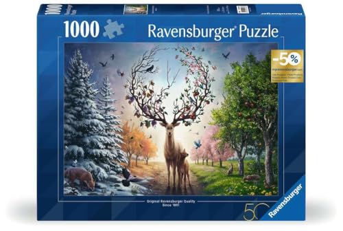 Ravensburger Puzzle 12001088 - Der magische Hirsch und die vier Jahreszeiten - 1000 Teile Puzzle für Erwachsene und Kinder ab 14 Jahren, Tier-Puzzle Hirsch