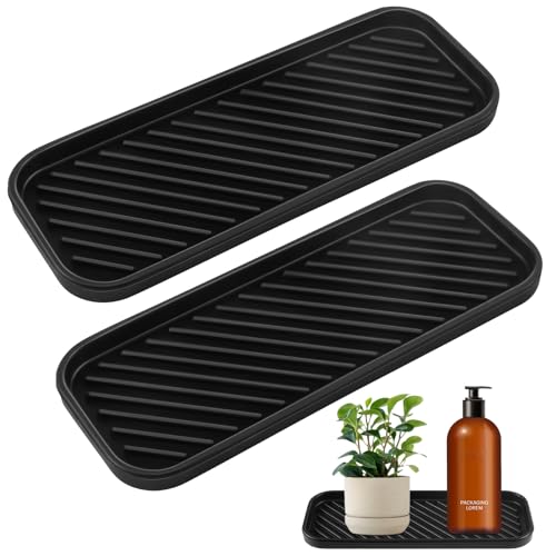 Smivyhp 2 Stück Silikon Spülbecken Organizer, Schwammhalter Küche, Silikon Abtropfmatte Spüle Schnelltrocknend Küche Spüle Schmal Organizer Silikonablage für Schwämme Bürsten Seife