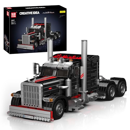 Mould King 10037 Technik Amerikanischer LKW Schwarzes Auto Modell Baustein Kit, Kreative Technik LKW Klemmbausteine Set Auto Modell Block, Geeignet für Kinder/Erwachsene/Sammler (1797 Stücke)