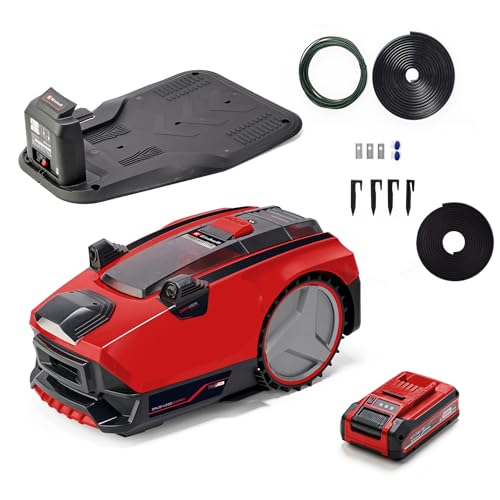 Einhell Mähroboter FREELEXO CAM 500 Power X-Change (18V, Kamera ersetzt Begrenzungsdraht, für 500 m², Brushless, Schnittbreite 18 cm, inkl. 3,0 Ah Akku, 5X 5m Magnetband, 20 STK. Befestigungshaken)