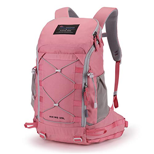 MOUNTAINTOP 35L Wanderrucksack Herren Damen Reiserucksack Trekkingrucksack Leicht Outdoor Camping Rucksäcke Tagesrucksack mit Regenschutz (03 Rosa-35L)