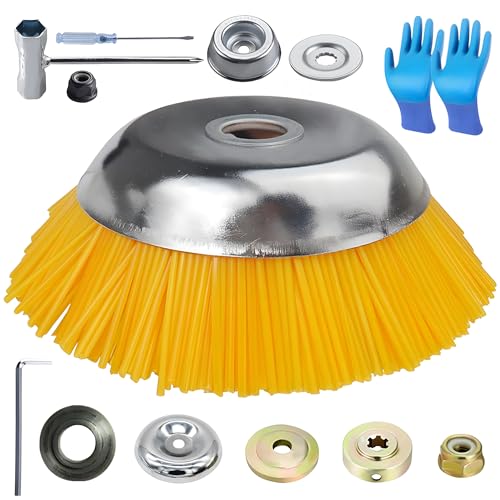 Unkrautbürste Nylonbürste, Unkrautbürste Wildkrautbürste, Nylonbürste Freischneider, Nylon UnkrautbüRstenkopf, Nylon-Borsten 200 mm x 25,4 mm, für Rasentrimmer, Motorsense, Unkraut Moosentfernung