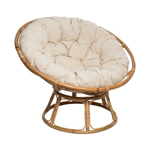 Atmosphera Innenarchitekt - Sessel Seram aus Rattan - Bequemer Stuhl Papasan mit Kissen - Innen und Außen - Gartenmöbel, Terrasse, Balkon, Wohnzimmer