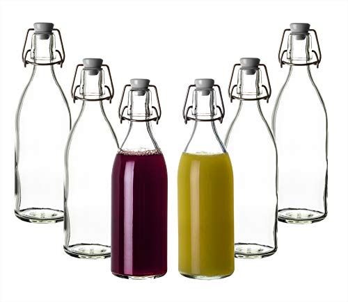 BigDean 6x Glasflaschen mit Bügelverschluss 500ml - Hochwertige Qualität Made in Germany - Bügelflaschen Likörflaschen Einmachflaschen Flaschen zum Befüllen & Einkochen