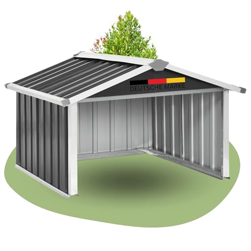 DELUKE® Mähroboter Garage aus Metall - 92x97x63cm | Dach Carport Überdachung für Rasenmäher Rasenroboter Garten Mährobotergarage Regenschutz für Rasenmäher, Anthrazit