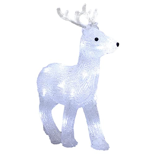 DEUBA® LED Acryl Figur Hirsch 32cm Außen Innen IP44 Weihnachten Weihnachtsdeko Beleuchtet Deko Weihnachtsfigur Rentier Weihnachtsbeleuchtung Kaltweiß