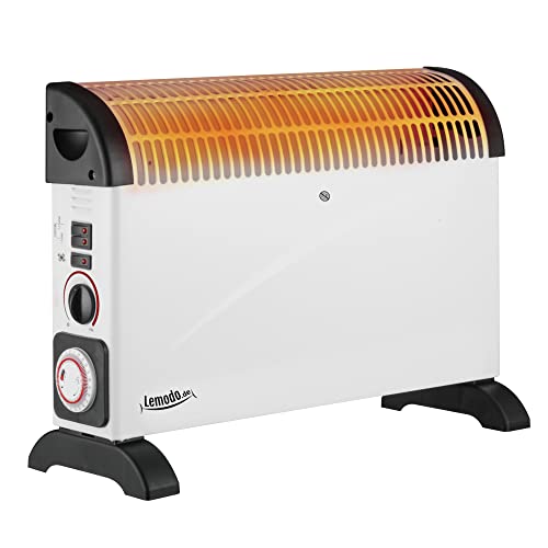 LEMODO Elektroheizung 2000W | Mobile Konvektorheizung mit 3 Leistungsstufen (750W/1250W/2000W) | Energiesparende elektrische Heizung | Heizgerät ohne Gas und Öl | Tragbarer Elektroheizkörper