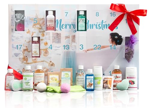 Adventskalender Wellness, 24 kleine Auszeiten für die Seele mit Badesalz, Badekugeln, Duschseifen, Duschgelen, Entspannungsbädern und Blüten (Wellness)