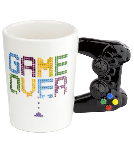 Puckator GAME OVER Gamecontroller geformter Henkel Tasse aus Dolomit-Keramik