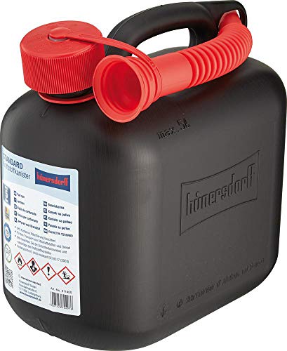hünersdorff 811400 Kraftstoff-Kanister STANDARD 5l für Benzin, Diesel und andere Gefahrgüter, UN-Zulassung, made in Germany, TÜV-geprüfter Produktion, schwarz