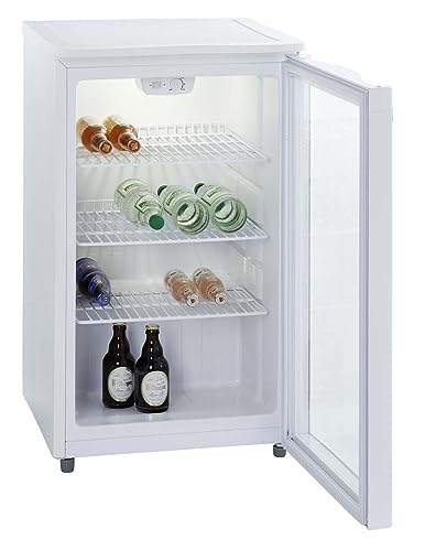 PKM GKS102 Glastür-Kühlschrank | Getränkekühlschrank | Flaschenkühlschrank | 102 Liter | 85 cm hoch | Wechselbarer Türanschlag | Höhenverstellbare Füße | 42 dB