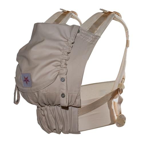KOKADI Babytrage Flip Just Cream (Unisize) – Ergonomisch & sicher - handgefertigt aus 100% Bio-Baumwolle – Ab Geburt bis 15 kg, einfach anzulegen, ideal für den täglichen Gebrauch – Beige