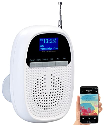 VR-Radio Duschradio: Badezimmer-Akku-Radio mit DAB+/FM, Bluetooth, Freisprech-Funktion, 6 W (Kleines Radio, Duschradio DAB+, Freisprecheinrichtung)