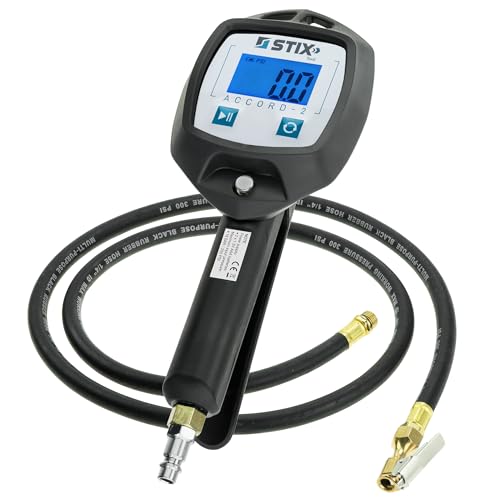 Druckluft Reifenfüller ACCORD-2 - mit Elektronischem Manometer - 0-18 bar – Digitales Reifenfüllgerät - mit LCD-Display - ergonomische Reifendruckprüfer für Werkstätten
