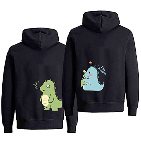 Micaxili Pärchen Hoodie Paar Pullover Herren Damen Kapuzenpullover Couple Partner Pulli 1 Stück(BK-Women-LANLONG-M)