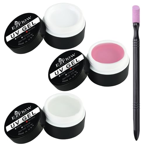 3Pcs Aufbaugel für Gelnägel 15ml Nagelgel Uv Aufbaugel Nägel Gel für Gelnägel Nagel Gel für Nagelverlängerung und Modellage Nagellack Nail Art Design zu Hause Salon mit 1 nagelhautschieber (3 Farben）