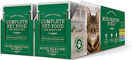 by Amazon Alleinfuttermittel für ausgewachsene Katzen, Gemischte Auswahl in Gelee, 100g, 48er-pack