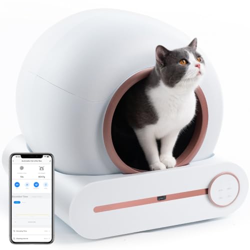 Bamboosang Intelligente Selbstreinigende Katzentoilette: 65L Premium Automatisches Katzenklo APP Kontrolle Smartes Elektrisches Katzenklo Sicherheitsschutz Desodorierung mit Matte für Mehrere Katzen