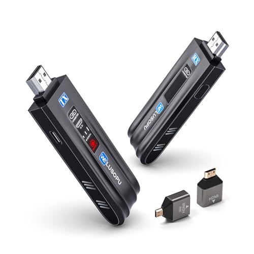 2025 HDMI Wireless, Wireless HDMI Sender und Empfänger mit Smart LED Display, 4K Decoding 5G Funkverlängerung Videos 1080P@60Hz, 165 Fuß Reichweite für Laptop, PC, Camcorder zu TV, Monitor, Projektor