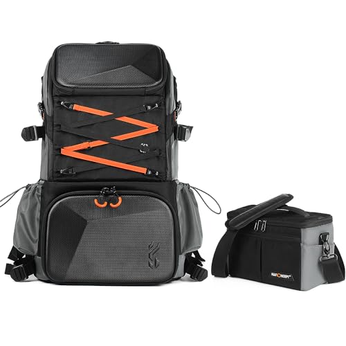 K&F Concept Kamerarucksäcke für Fotografen, riesige Reisetasche, 32L, große Kamerataschen mit Laptopfach und wasserdichter Regenhülle