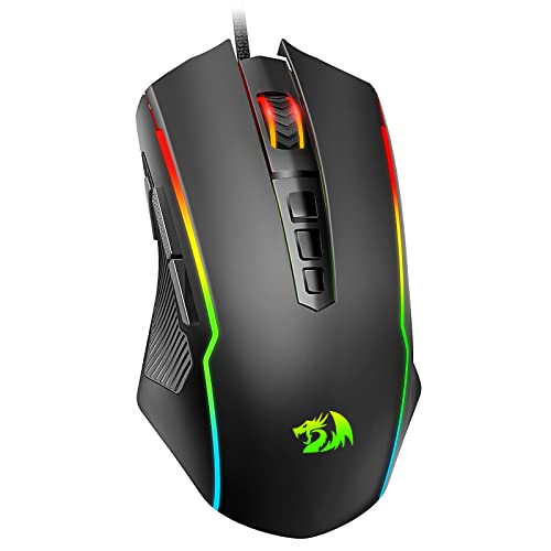 Redragon Gaming Maus, Gaming Mouse mit RGB und Einstellbar 8000 DPI, Maus mit 9 programmierbare Tasten und Feuertaste, RGB Gaming Maus mit ergonomisches Design f¨¹r MMO/FPS/PC/Windows/Mac, M910-K