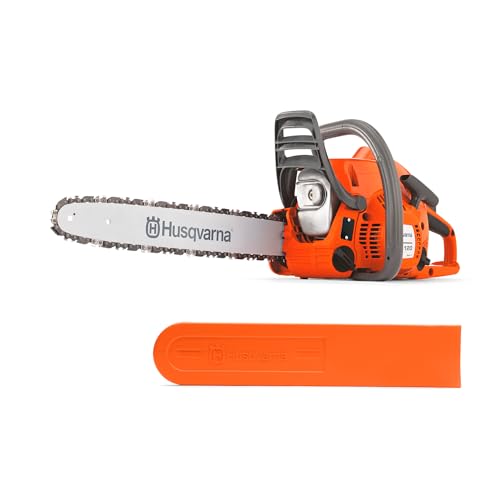 Husqvarna 120 Mark II Benzin-Kettensäge - 38,2 cc X-Torq® Motor, 14″ Schiene & H37 Kette, LowVib® Vibrationsreduzierung, Air Injection™, Ideal für Garten & Brennholz