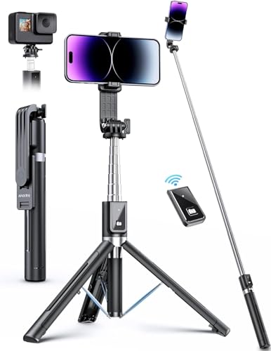 ANXRE Selfie Stick Handy Stativ Mit FernauslöSer [VerstäRkter Ständer],360° Drehbarer Tragbar 125cm Stativ Handyhalterung Tisch für Smartphone,Selfie Stick Stativ Kompatibel mit iphone Samsung Android