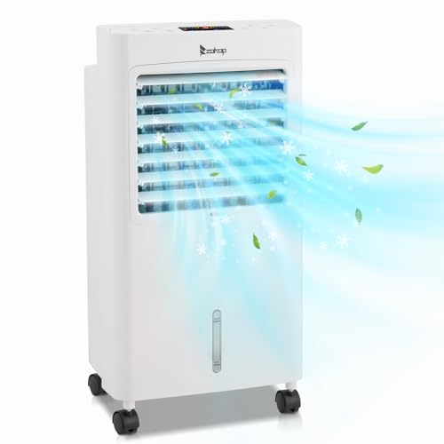 LEADZM Mobiles Klimagerät 4-in-1 Luftkühler, 75W,4 Eiskristalle, 8L Wassertank,Luftstrom:550 m³/h