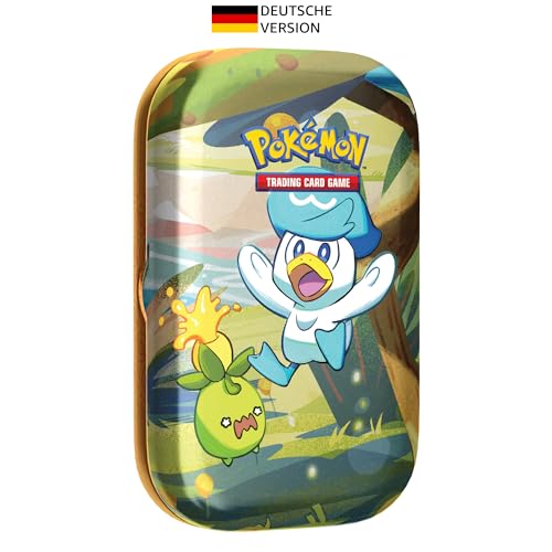Pokémon-Sammelkartenspiel: Mini-Tin-Boxen Paldea-Freunde – Kwaks (2 Boosterpacks, 1 Bildkarte & 1 Stickerbogen) Deutsche Version