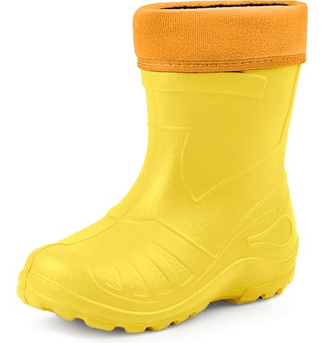 Ladeheid Gummistiefel Kinder federleichte und wasserdichte Eva Thermo Regenstiefel Gummistiefel gefüttert KL050 (Sonnig, 24 EU)