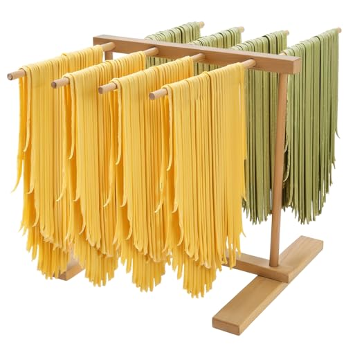 Tel Charme * Nudeltrockner Holz, Nudelständer Pastatrockner aus Holz mit 8 Abnehmbar, Pasta-Trockner Wiederverwendbar Spaghetti Trockner für Pasta Nudeln