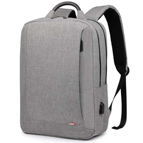 HYZUO 15.6 Zoll Laptop Rucksack mit USB Ladeanschluss Slim Backpack Schulrucksack mit Laptopfach Wasserdicht Business Daypack Notebook Tasche für 15-16 Zoll Laptop Herren Damen, Grau