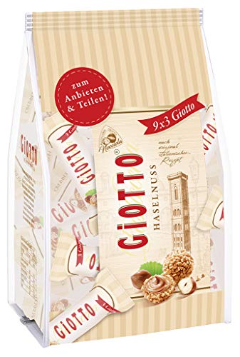 GiOTTO – Haselnuss-Gebäckspezialität nach original italienischem Rezept – Waffelhülle, Milch-Haselnuss-Creme-Füllung und Ummantelung aus Haselnuss-Mini Stückchen -116 gr