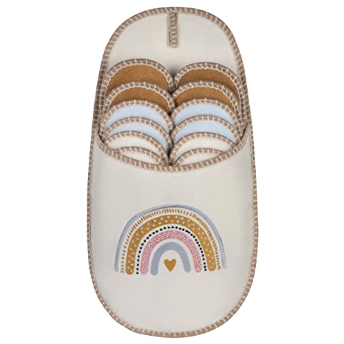ONVAYA® ABS Gästepantoffel | Regenbogen mit Herz | 6er Set | Antirutsch Sohle | Hausschuhe | Filzpantoffel | Gr. 36-45 Gästehausschuhe