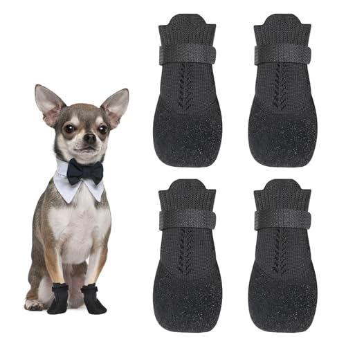 4 Stück Hundeschuhe Pfotenschutz Hunde Schuhe Outdoor atmungsaktiv Hundeschuhe Hundesocken Anti Rutsch für Füße mit Einer Breite von ca. 5,6 cm XL