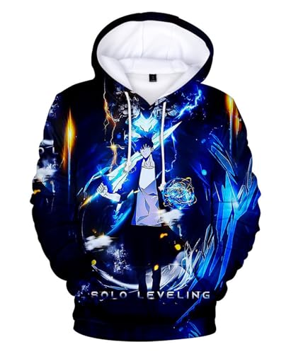 Bauxhie Anime Solo Leveing Hoodie Sung Jin Woo Cosplay 3D gedruckt Pullover Langarm Sweatshirt für Unisex (Stil 6, XL)