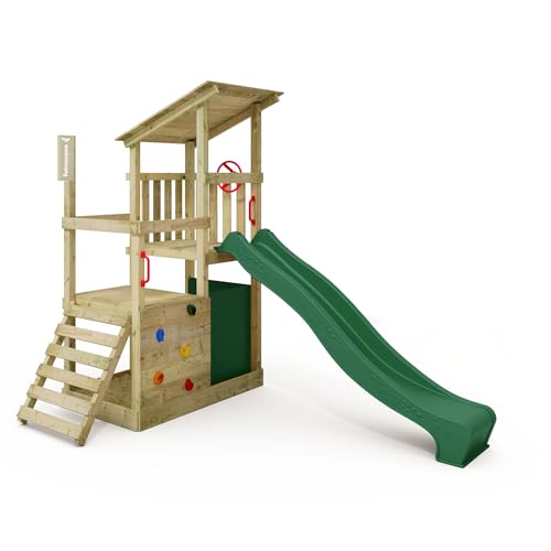 FATMOOSE Spielturm Klettergerüst FruityForest Fun XXL mit grüner Rutsche, Outdoor Kinder Kletterturm mit Sandkasten, Leiter & Spiel-Zubehör für den Garten