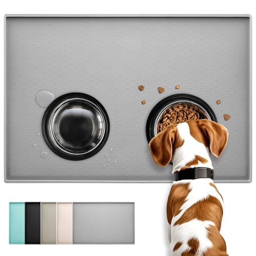 Conlun Hunde Futtermatte Katzen Futtermatte, Rutschfestes Design, 100% wasserdichte Haustierfutter Matte, erhöhter Rand,um EIN Auslaufen von Wasser oder Lebensmitteln zu vermeiden, spülmaschinenfest