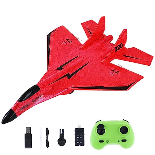 Baoblaze RC Flugzeug 2 Kanal, Schaumstoff Flugzeug Ferngesteuert Leicht mit LED-Licht, Segelflugzeug Kinder Einfach zu Fliegen, RC Planes Remote Control Airplane Model für Anfänger Erwachsene, Rot
