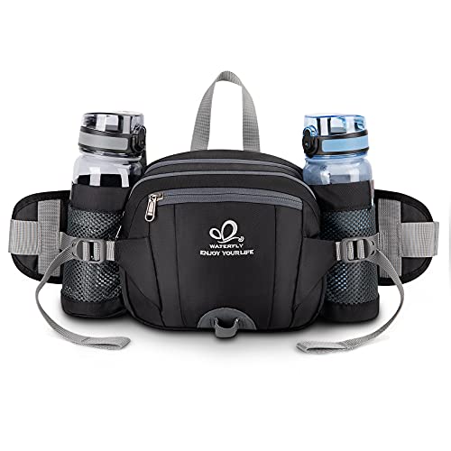 WATERFLY Gürteltasche mit Flaschenhalter, Gurt Verstellt Bauchtasche Hundetraining Handyfach Wasserdicht Hüfttasche für Wandern Reise Camping