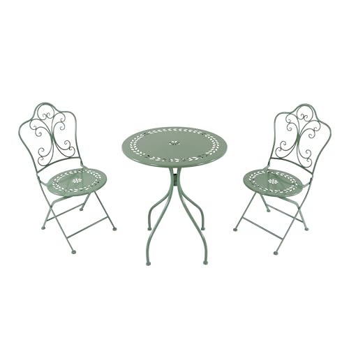 AXI Marilou Bistroset 3-teilig aus Metall in Pastellgrün | Bistrotisch mit 2 Stühlen | Bistro Gartenmöbel Set für Garten/Balkon/Terrasse | Balkonset/Sitzgruppe.