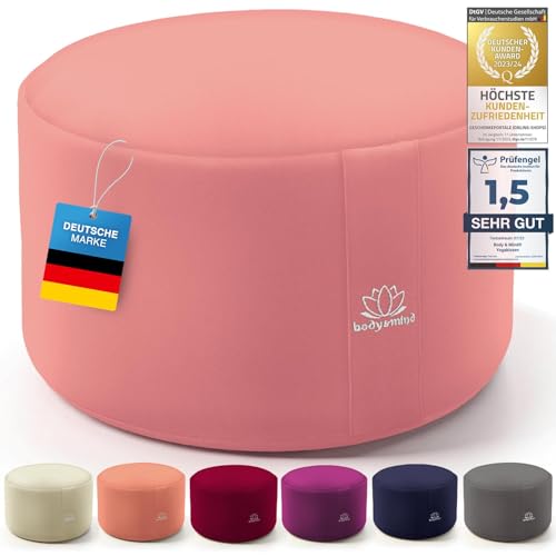 Body & Mind® Yogakissen Meditationskissen Boden Sitz-Kissen Polster für Meditation & Yoga; waschbarer Bezug und atmungsaktiver Premium Füllung; 18 cm Sitzhöhe (Rosa)