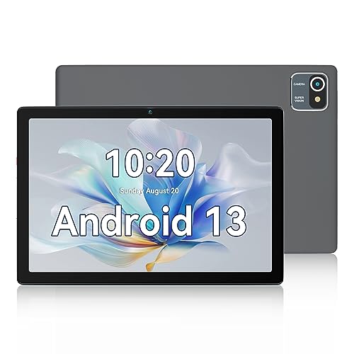 HotLight Tablet 10 Zoll, Android 13 Tablet with 6GB RAM+64GB ROM+128GB SD Erweiterung, Quad Core Prozessor, 5000 mAh, 1280 x 800 IPS HD, Tablet PC mit Dual Kamera-Grau